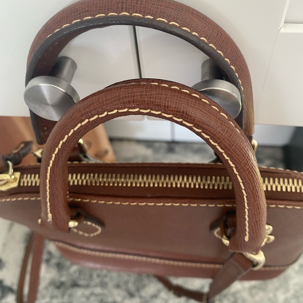 Dooney & Bourke Kirby Bitsy Bag Brown Leather Satchel Crossbody - Picture 5 of 9